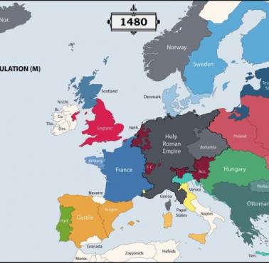 Najludniejsze państwa Europy w 1480 roku