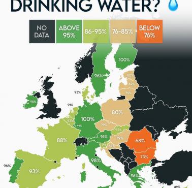Kraje w Europie, w których woda z kranu jest zdatna do picia, Eurostat, 2024