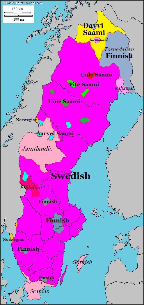 Mapa językowa Szwecji