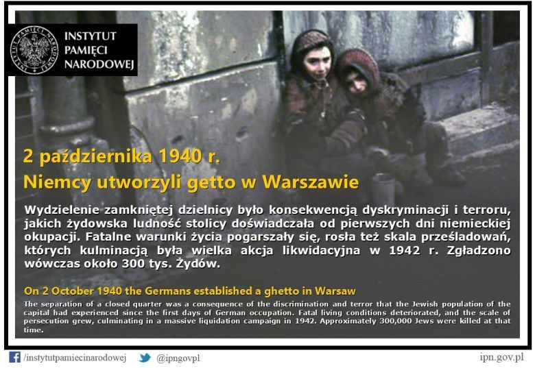 2 października 1940 roku Niemcy tworzą w W-wie getto