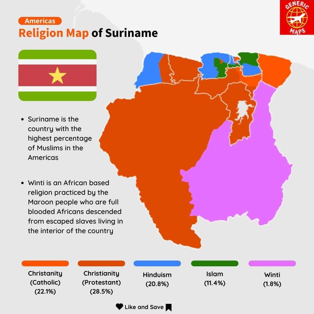 Mapa religijna Surinamu