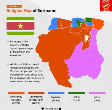 Mapa religijna Surinamu