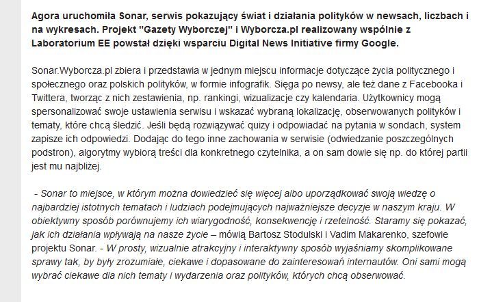 Google wchodzi w polską politykę, nowy polityczny projekt Wyborczej realizowany z pieniędzy Googla