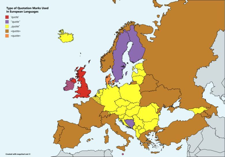 Jak zaznacza się cytaty w poszczególnych państwach Europy