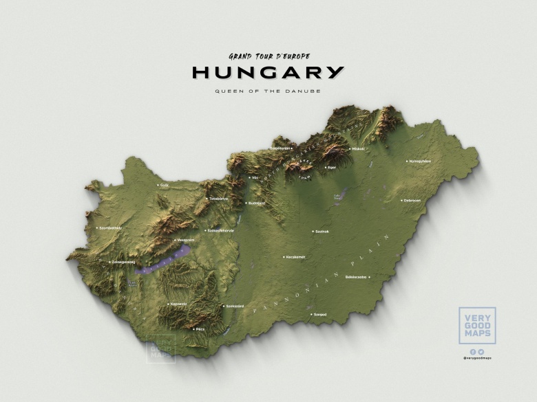 Reliefowa mapa Węgier