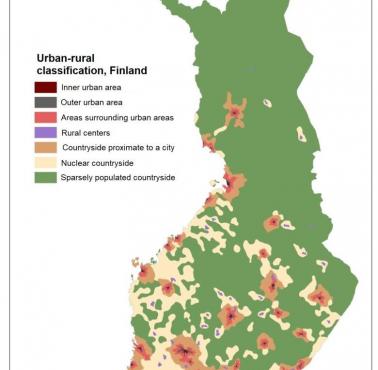 Obszary miejskie i wiejskie w Finlandii od 2013 roku