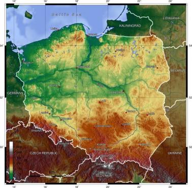 Topograficzna mapa Polski