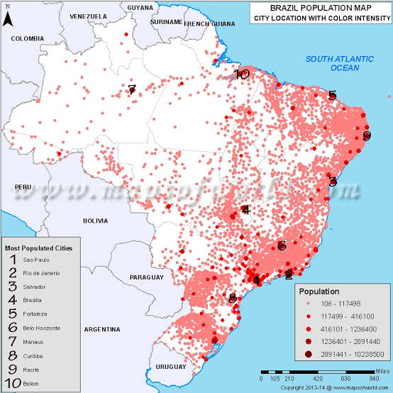 Top10 największych brazylijskich miast pod względem ludności