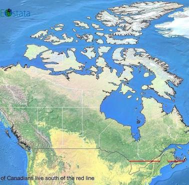 50% Kanadyjczyków żyje na południe od czerwonej linii