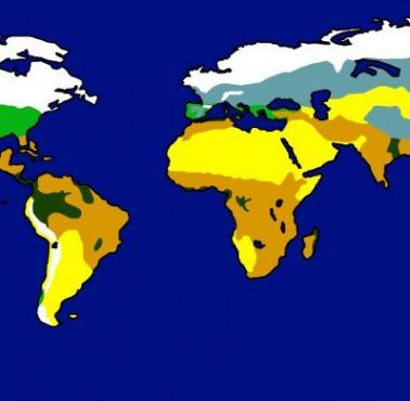 Mapa świata z ostatniej epoki lodowcowej ok. 20 tys. lat temu