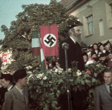 Rabin przemawia podczas uroczystości reaneksji Transylwanii, 1940