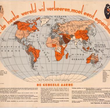 Mapa świata w języku esperanto z 1930 roku