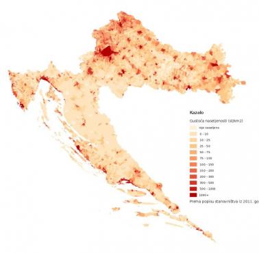 Gęstość zaludnienia Chorwacji