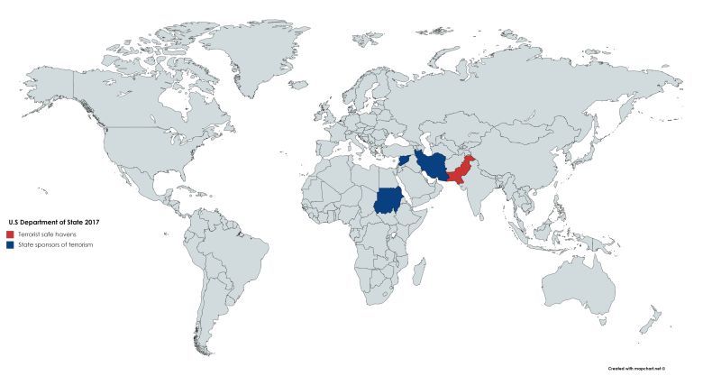 Państwa uznane przez Departament Stanu USA za terrorystyczne, 2017