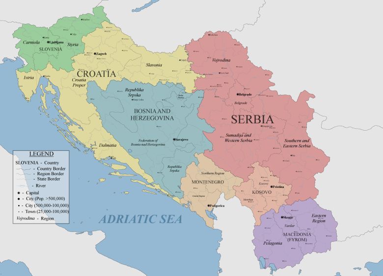 Mapa obszaru byłej Jugosławii