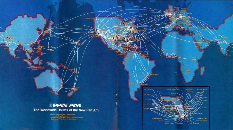 Trasy amerykańskiej linii lotniczej Pan Am w 1980 roku