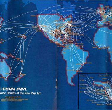 Trasy amerykańskiej linii lotniczej Pan Am w 1980 roku