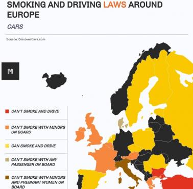 Przepisy dotyczące palenia i prowadzenia pojazdów w Europie (samochody), 2021