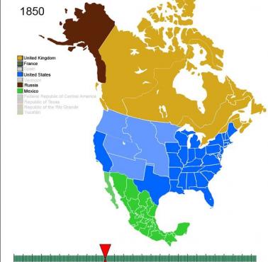 Zmiany terytorialne w Ameryce Północnej, od 1750 do współczesności (animacja)