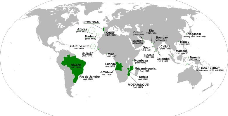Zasięg panowania Portugalii na przestrzeni dziejów, 1419–1999