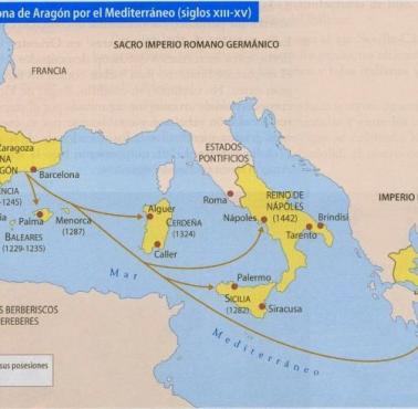 Największy zasięg terytorialny Królestwa Aragonii, 1442