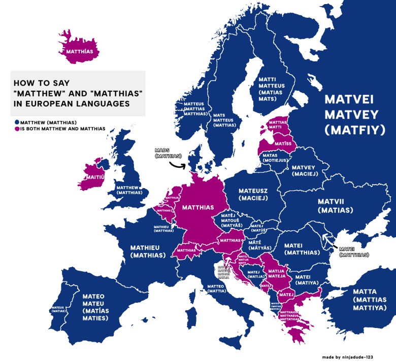 Imię Mateusz w różnych europejskich językach