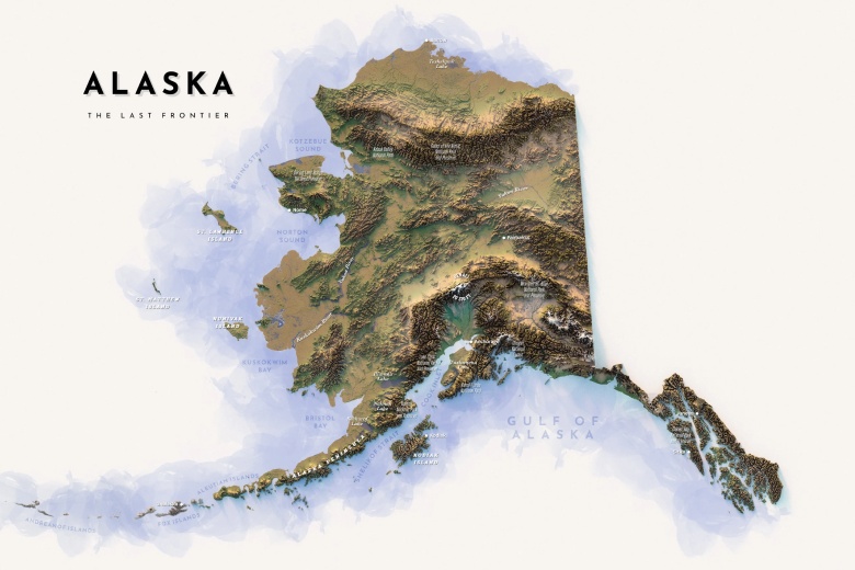 Reliefowa mapa Alaski