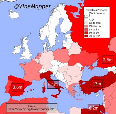 Najwięksi producenci pomidorów w Europie, 2022