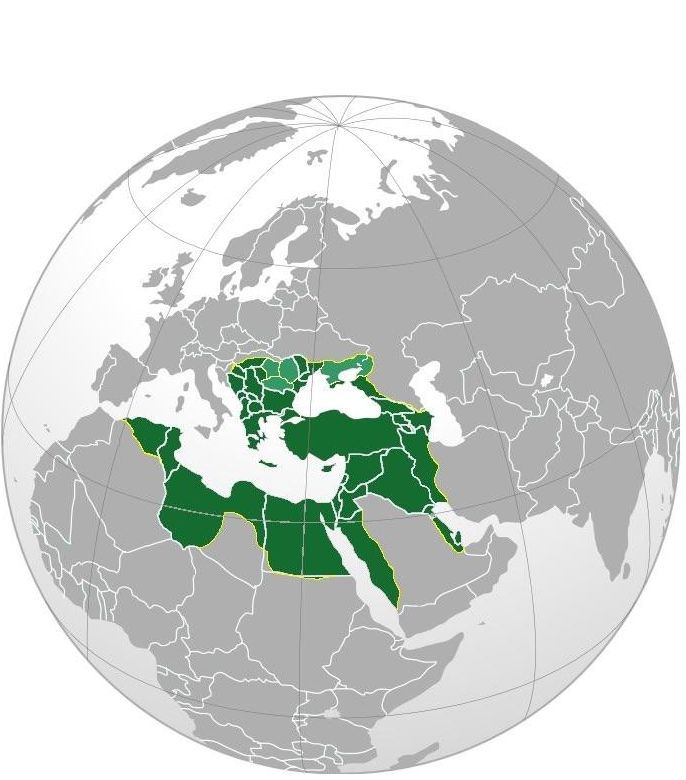 Mapa zasięgu Imperium Osmańskiego u szczytu potęgi