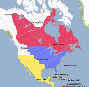 Mapa Ameryki Północnej w 1820 roku