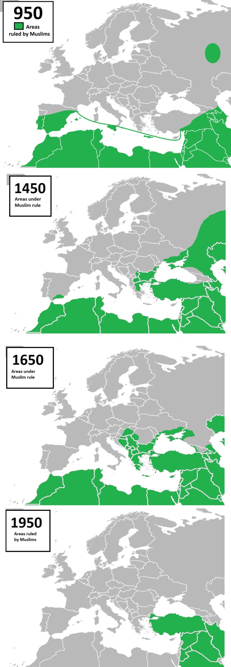 Ekspansja islamu, lata 950, 1450, 1650, 1950