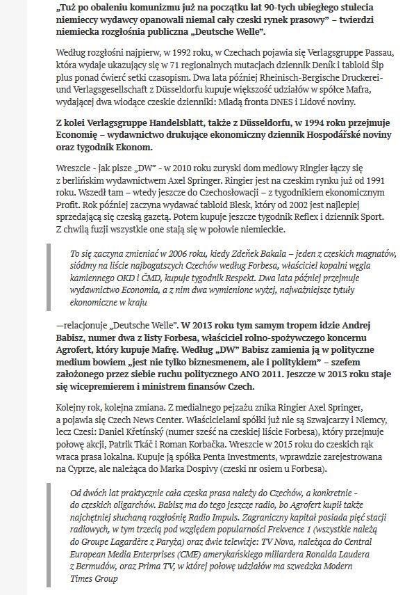 „Tuż po obaleniu komunizmu już na początku lat 90-tych ubiegłego stulecia niemieccy wydawcy opanowali niemal cały czeski ...