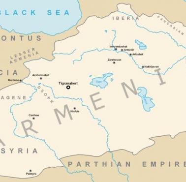 Imperium Armeńskie u szczytu potęgi podczas panowania Tigranów (ok. 80 p. n. e.)