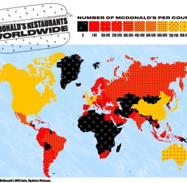 Liczba McDonaldów w poszczególnych krajach świata, 2012