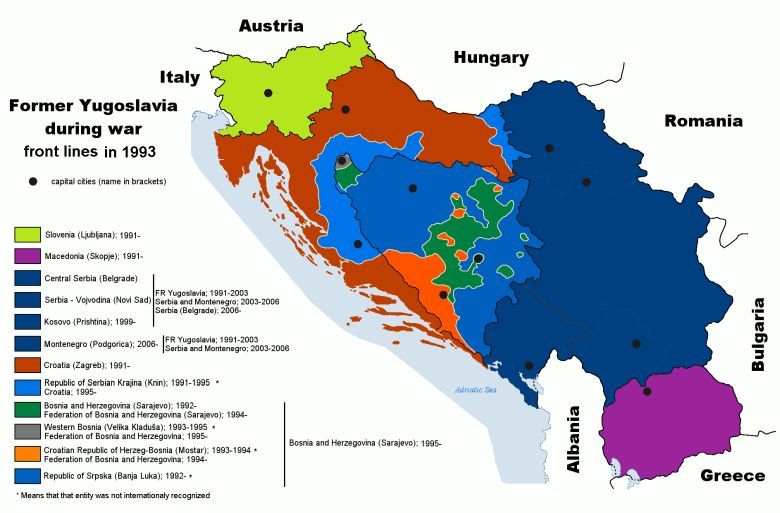 Mapa Jugosławii w 1993 roku