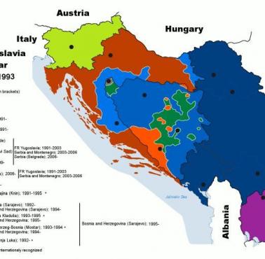 Mapa Jugosławii w 1993 roku
