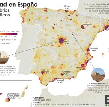 Gęstość zaludnienia Hiszpanii, 2015-2021