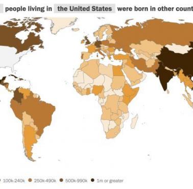 Mieszkańcy Stanów Zjednoczonych urodzeni za granicą według kraju urodzenia