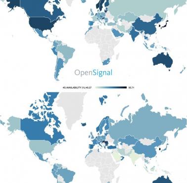 Mapa dostępności i prędkości internetu w technologii 4G, listopad 2016