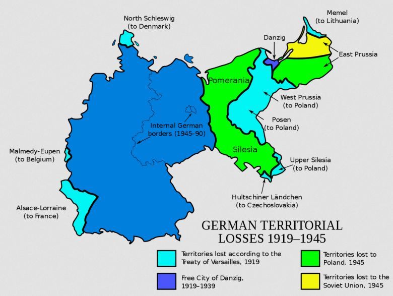 Straty terytorialne Niemiec 1919-1945