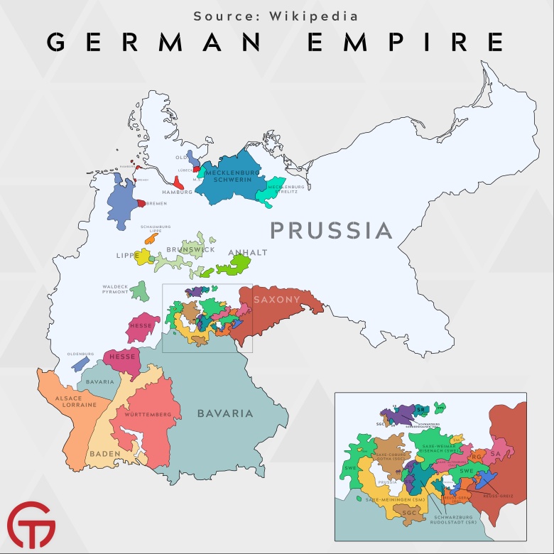 Mapa Cesarstwa Niemieckiego (II Rzeszy) z 1914 roku
