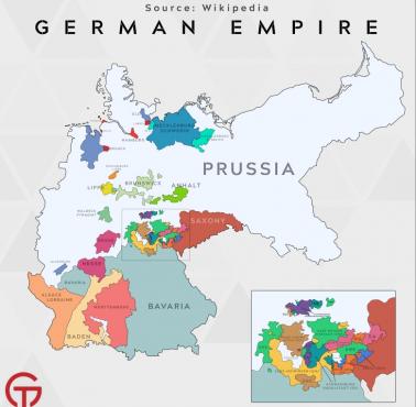 Mapa Cesarstwa Niemieckiego (II Rzeszy) z 1914 roku