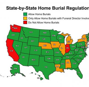 Legalność pochówku domowego według stanu USA