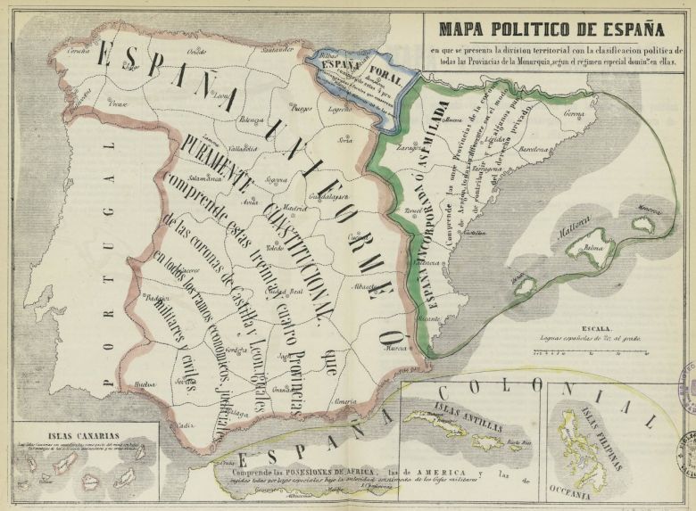 Mapa polityczna Hiszpanii, 1850