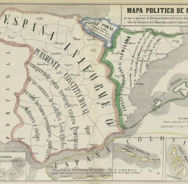 Mapa polityczna Hiszpanii, 1850