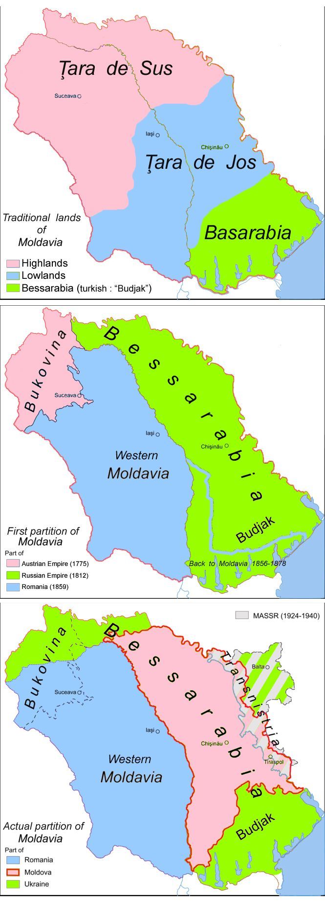 Mapa podziału Mołdawii na strefy