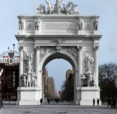 Nowojorski łuk triumfalny (Dewey Arch), który stał w latach 1899-1900 na placu Madisona na Manhattanie, 1899