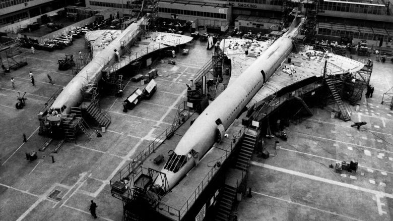 Montaż naddźwiękowego samolotu pasażerskiego Concorde, Bristol, UK, 1969