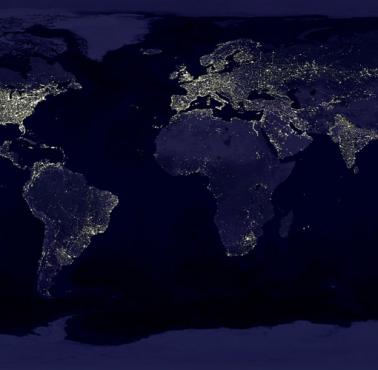 Obszary Afryki bez dostępu do energii elektrycznej, 2000, NASA
