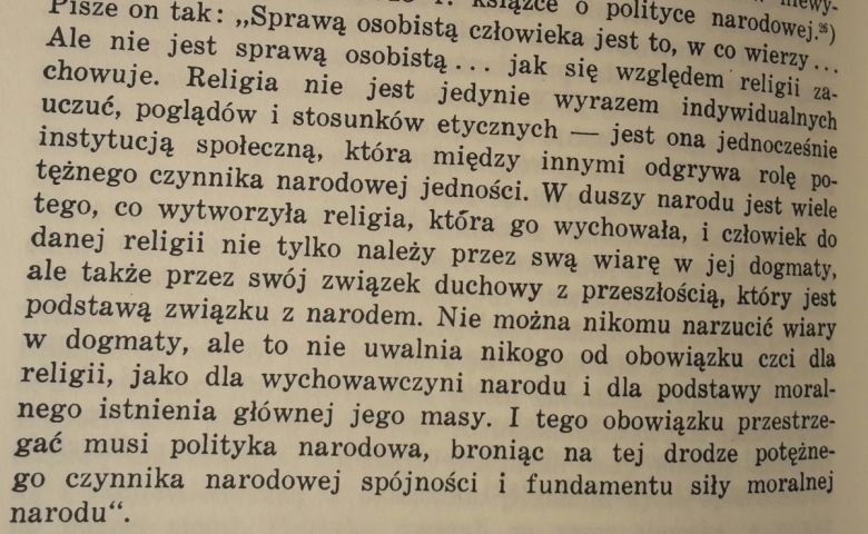 Słowa Romana Dmowskiego z 1913 r. z jego niewydanej pracy pt. Naród i polityka narodowa